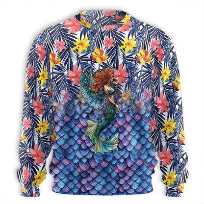 Mermaid Sweatshirt, 3D All Over Print Fantasy Sea Creature Crewneck Pullover for Men Women, Mermaid Lover Gift - Netecom