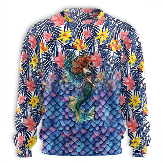 Mermaid Sweatshirt, 3D All Over Print Fantasy Sea Creature Crewneck Pullover for Men Women, Mermaid Lover Gift - Netecom