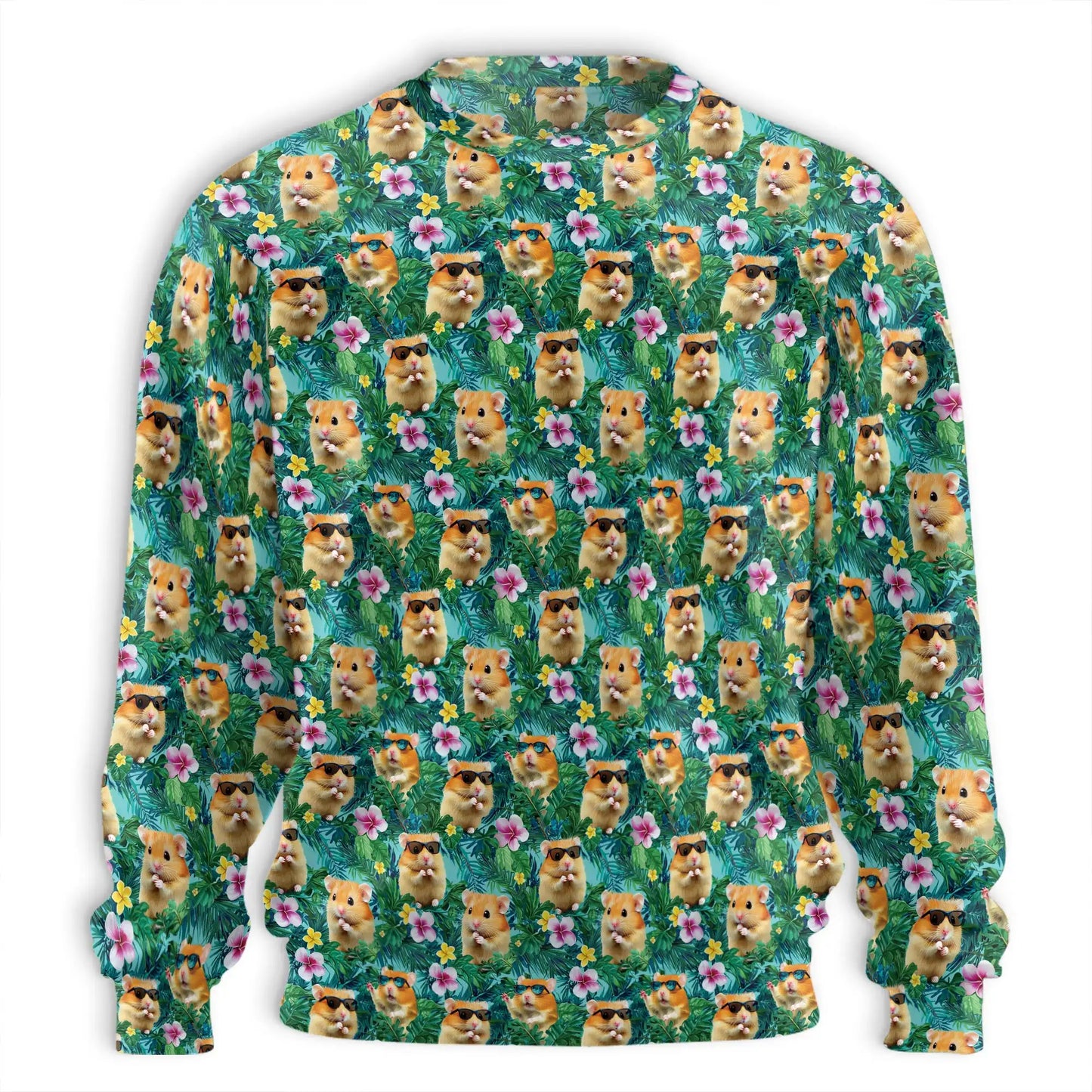 Hamster Tropical Sweatshirt, 3D All Over Print Cute Hamster Crewneck Pullover for Men Women, Small Pet Lover Gift - Netecom