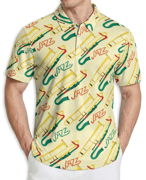 Jazz Instrument Pattern Polo Shirt | Netecom