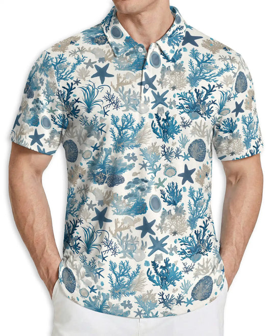 Ocean Coral Polo Shirt – Coastal Sea Life Style | Netecom