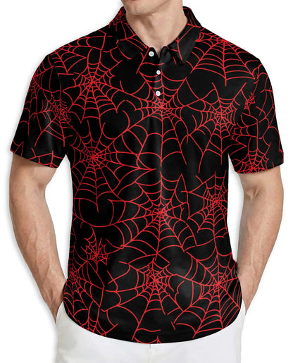 Spider Web Polo Shirt – Gothic Halloween Print | Netecom