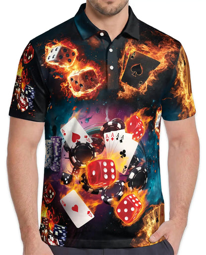 Casino Poker Polo Shirt - Lucky Cards & Dice Style | Netecom