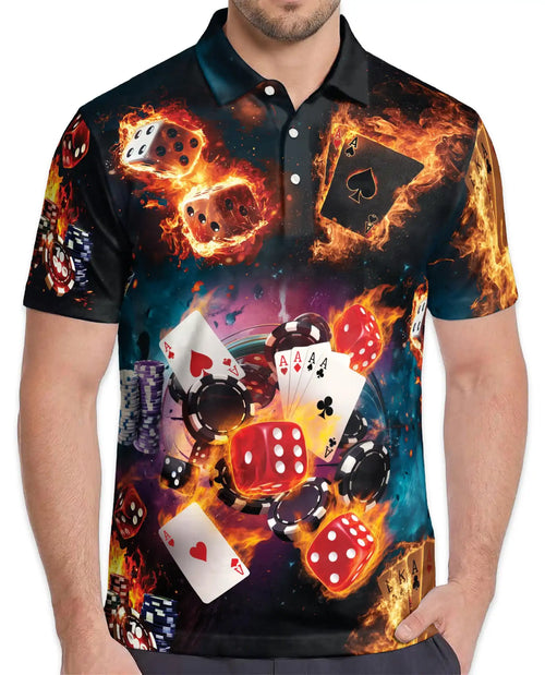 Casino Poker Polo Shirt - Lucky Cards & Dice Style | Netecom