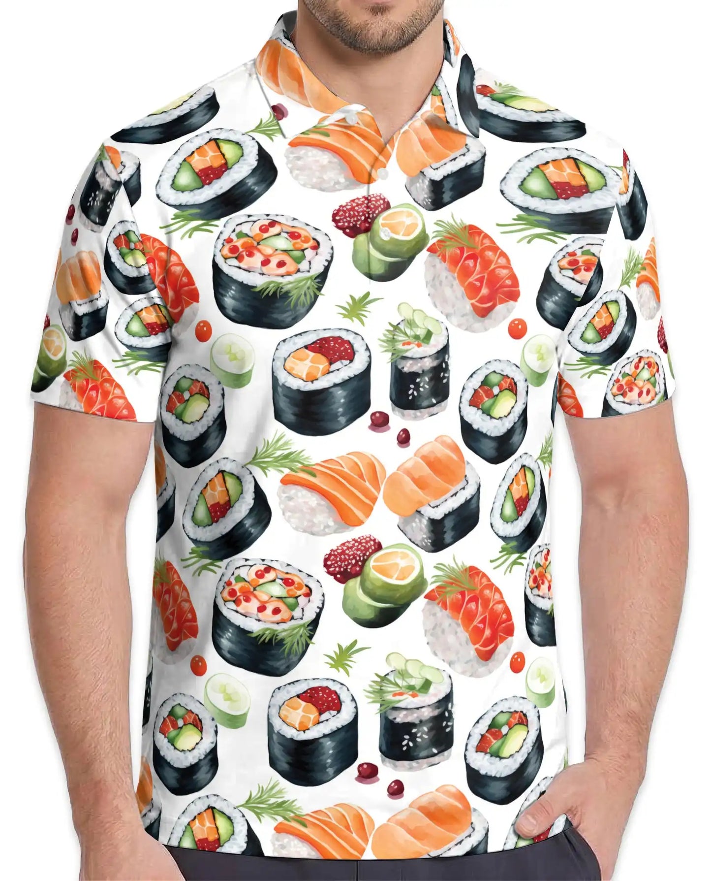 Sushi Roll Polo Shirt for Men – Japanese Food Style | Netecom
