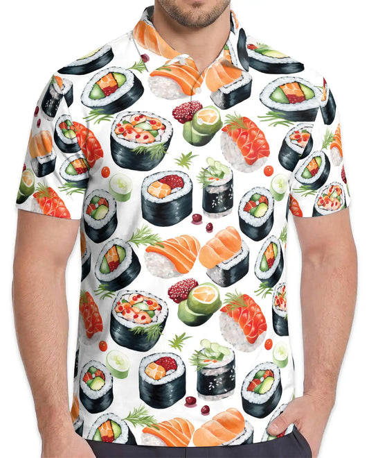 Sushi Roll Polo Shirt for Men – Japanese Food Style | Netecom