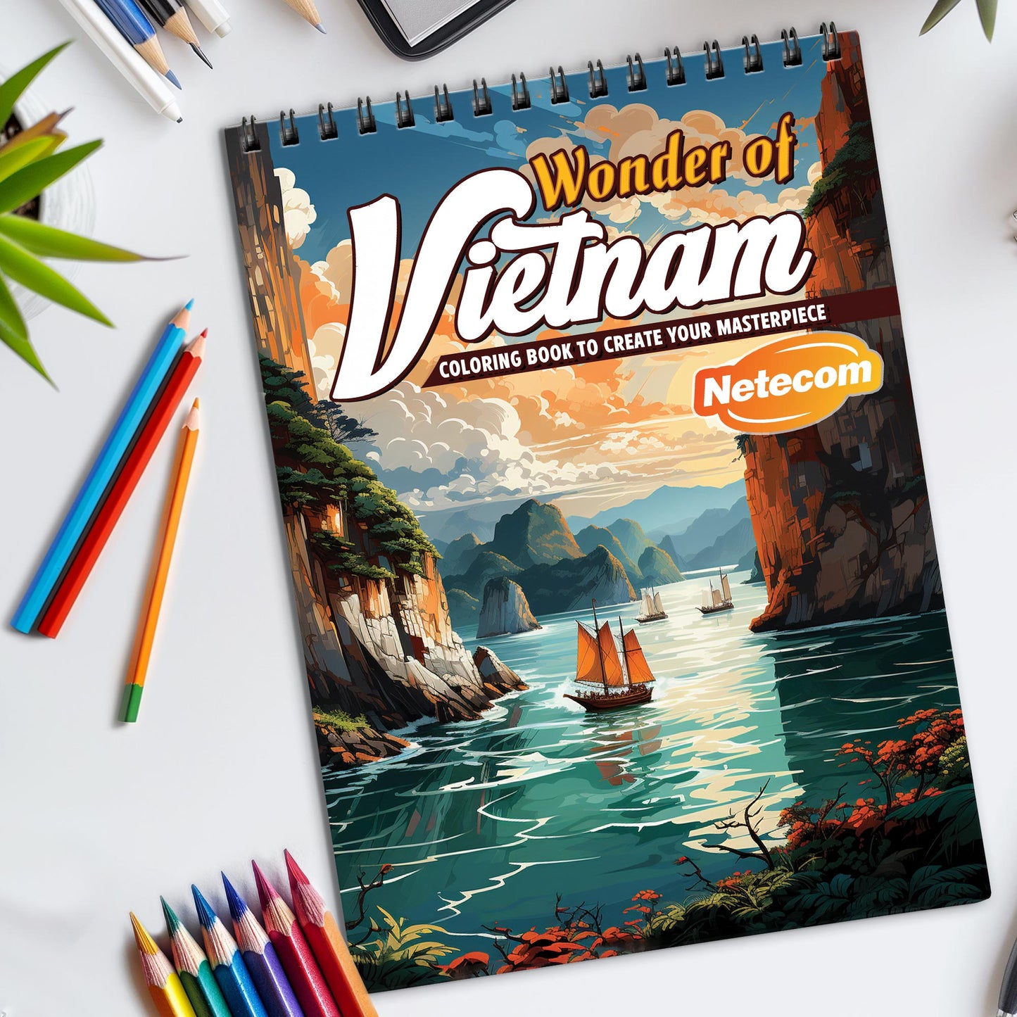 VietNam Spiral Bound Coloring Book, Explore Vietnam's Beauty and Culture in Color, Perfect for Travel Enthusiasts and Lovers of Vietnamese Scenery