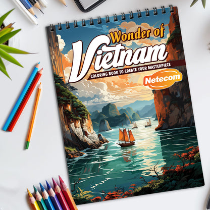 VietNam Spiral Bound Coloring Book, Explore Vietnam's Beauty and Culture in Color, Perfect for Travel Enthusiasts and Lovers of Vietnamese Scenery