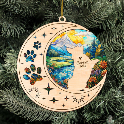 Netecom Corgi Dog Memorial Suncatcher, Personalized Corgi Christmas Ornament with Name Date, Bereavement Gifts for Loss of Pet, Dog Death Sympathy Gift Pet Loss Sun Catchers, Dog Grief Gift