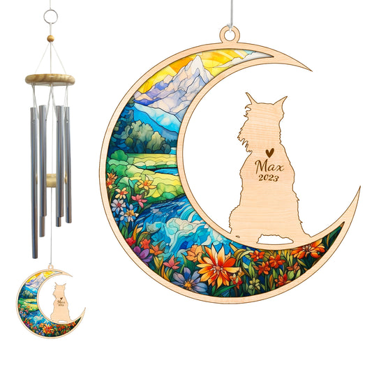Netecom Schnauzer Dog Wind Chimes Memorial, Personalized Pet Memorial Wind Chimes for Dog Suncatcher, Dog Loss Memorial Ornament, Loss of Pet Sympathy Gift, Remembrance Windchime Outside Garden Decor
