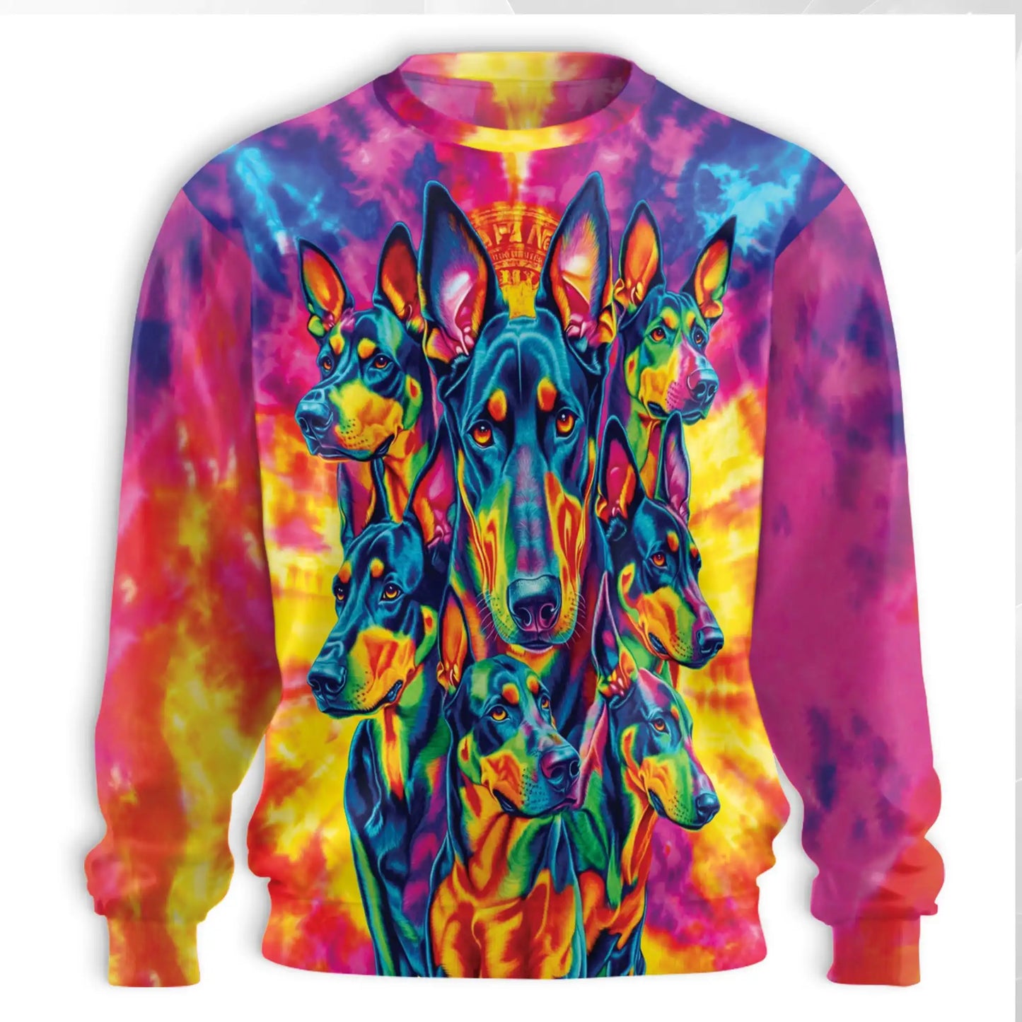 Colorful Doberman Pinscher Sweatshirt, 3D All Over Print Dog Crewneck Pullover for Men Women, Doberman Lover Gift - Netecom