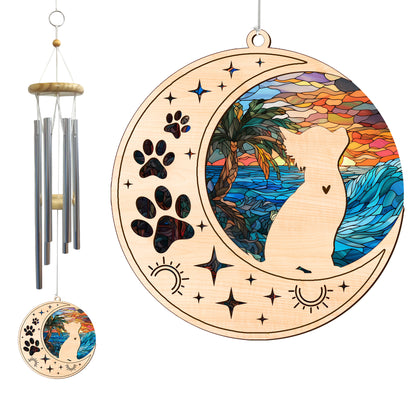 Netecom Chihuahua Dog Wind Chimes Memorial, Personalized Pet Memorial Windchime for Dog Suncatcher, Dog Loss Memorial Ornament, Loss of Pet Remembrance Gift, Sympathy Pet Wind Chimes Outdoor Garden