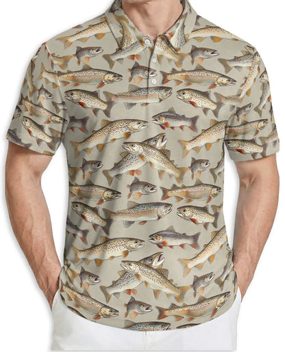 Trout Fishing Polo Shirt for Men- Print Freshwater Fish | Netecom