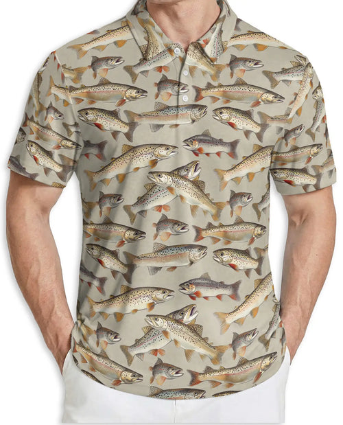 Trout Fishing Polo Shirt for Men- Print Freshwater Fish | Netecom