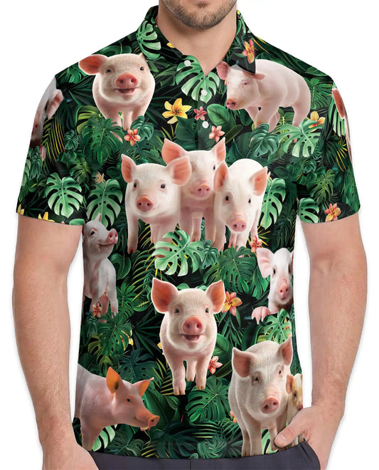 Tropical Pig Polo Shirt – Farm Animal Island Style | Netecom