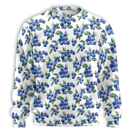 Blueberry Pattern Sweatshirt, 3D All Over Print Colorful Fruit Crewneck Pullover for Men Women, Blueberry Lover Gift - Netecom