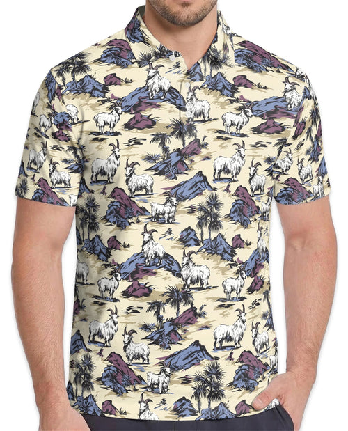 Goat Island Polo Shirt for Men – Tropical Animal Vacation Style | Netecom