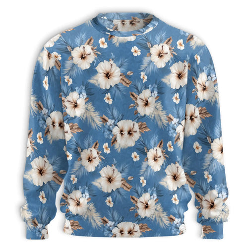Hibiscus Flowers Sweatshirt, 3D All Over Print Tropical Floral Crewneck Pullover for Men Women, Flower Lover Gift - Netecom