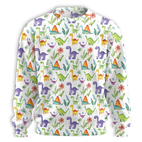 Dinosaur Cute Tropical Sweatshirt, 3D All Over Print Prehistoric Beach Crewneck Pullover for Men Women, Dinosaur Lover Gift - Netecom