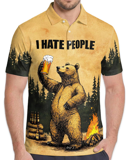 Funny Bear Camping Polo Shirt for Men – Outdoor Beer Lover Style | Netecom