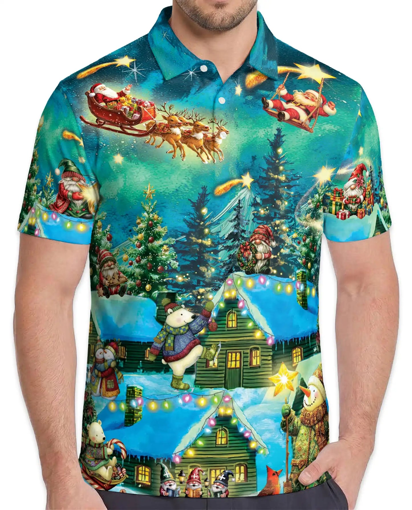 Christmas Holiday Polo Shirt for Men – The Magical Night Design | Netecom