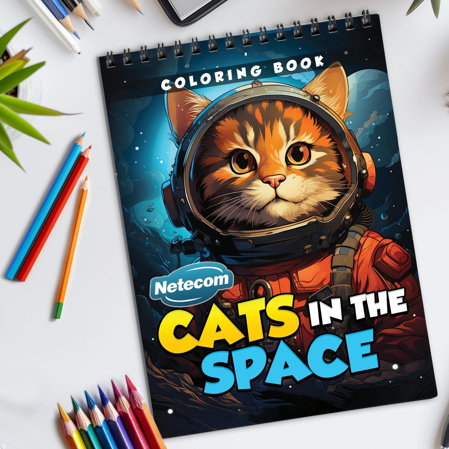 Cats In The Space Spiral Bound Coloring Book, Whimsical Cats in Outer Space Adventures, Ideal for Cat Lovers and Fans of Cosmic Fun