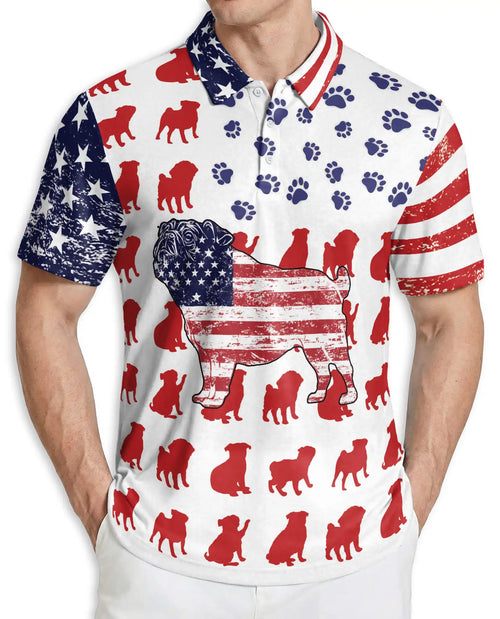 American Flag Pug Dog Polo Shirt | Netecom
