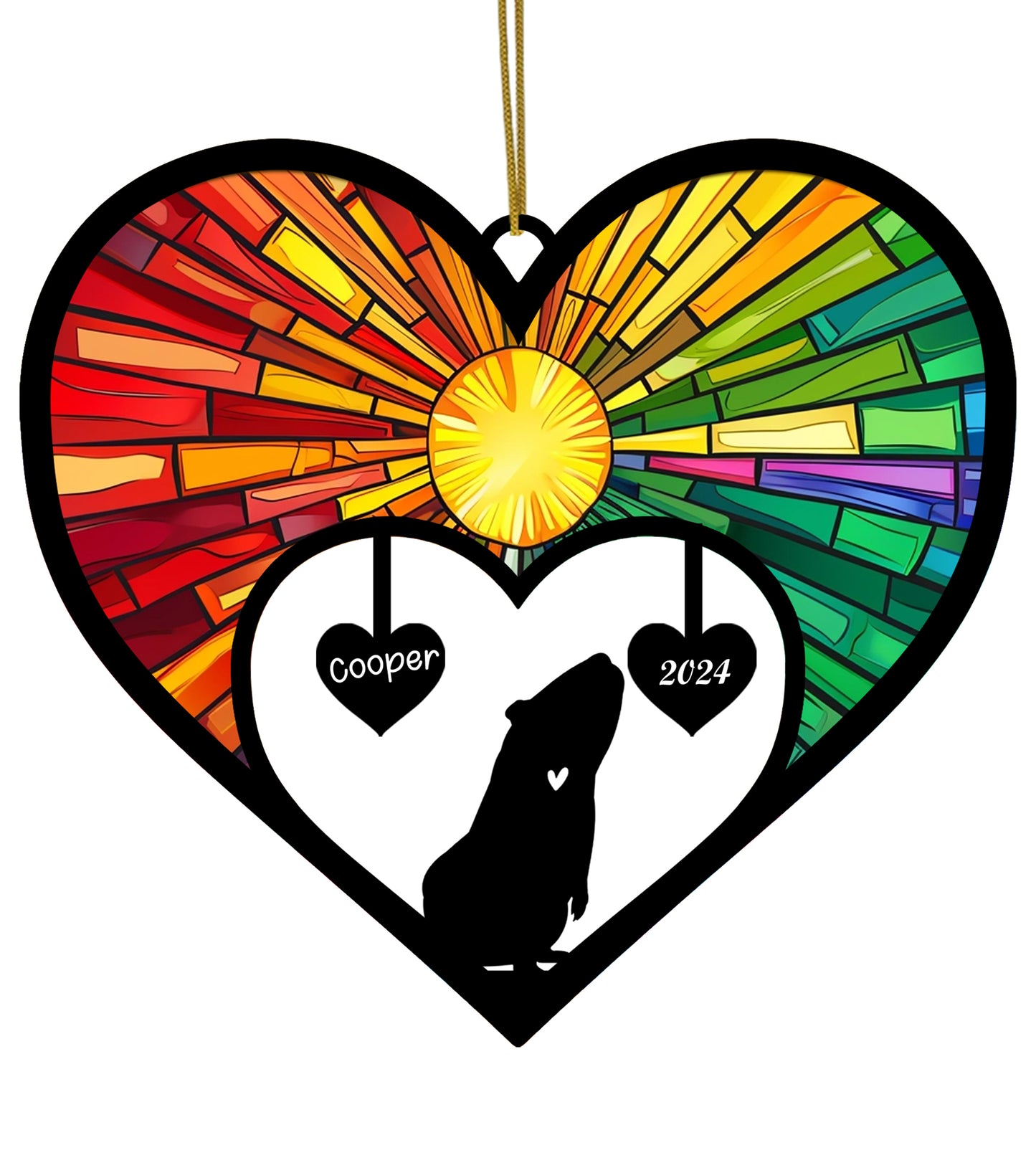 Netecom Guinea Pig Memorial Suncatcher, Personalized Guinea Pig Ornament with Name Date, Bereavement Gift Loss of Guinea Pig, Pet Loss Sympathy Gift, Passing Away Gift