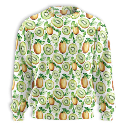 Kiwi Pattern Sweatshirt, 3D All Over Print Tropical Fruit Crewneck Pullover for Men Women, Kiwi Lover Gift - Netecom