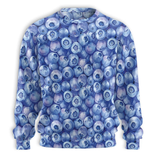 All-Over Print Blueberry Sweatshirt, 3D All Over Print Fresh Fruit Crewneck Pullover for Men Women, Blueberry Lover Gift - Netecom