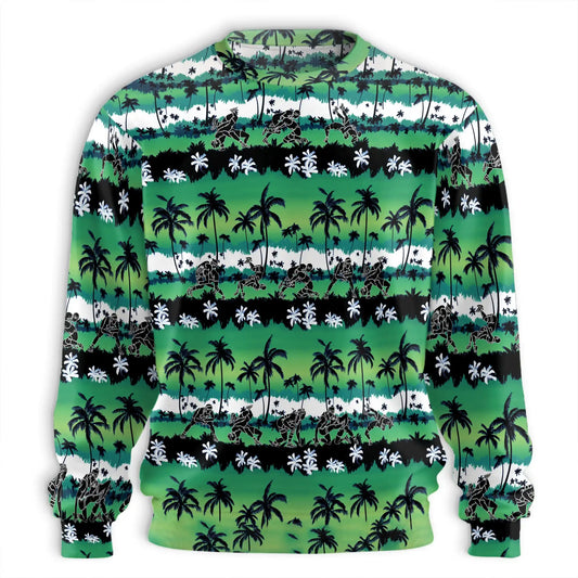 Wrestling Palm Tree Sweatshirt, 3D All Over Print Green Tropical Wrestling Crewneck Pullover for Men Women, Wrestler Gift - Netecom