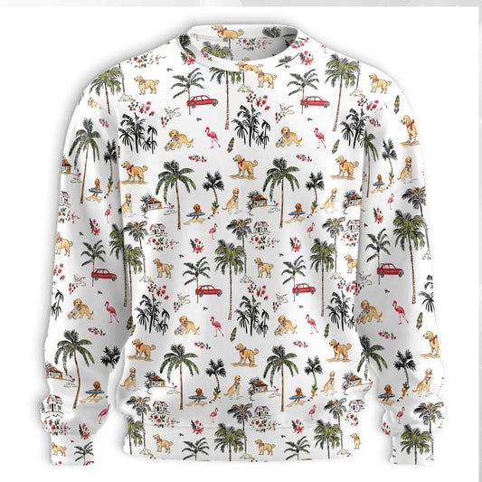 Golden Retriever Sweatshirt, 3D All Over Print Beach Dog Crewneck Pullover for Men Women, Golden Retriever Lover Gift - Netecom
