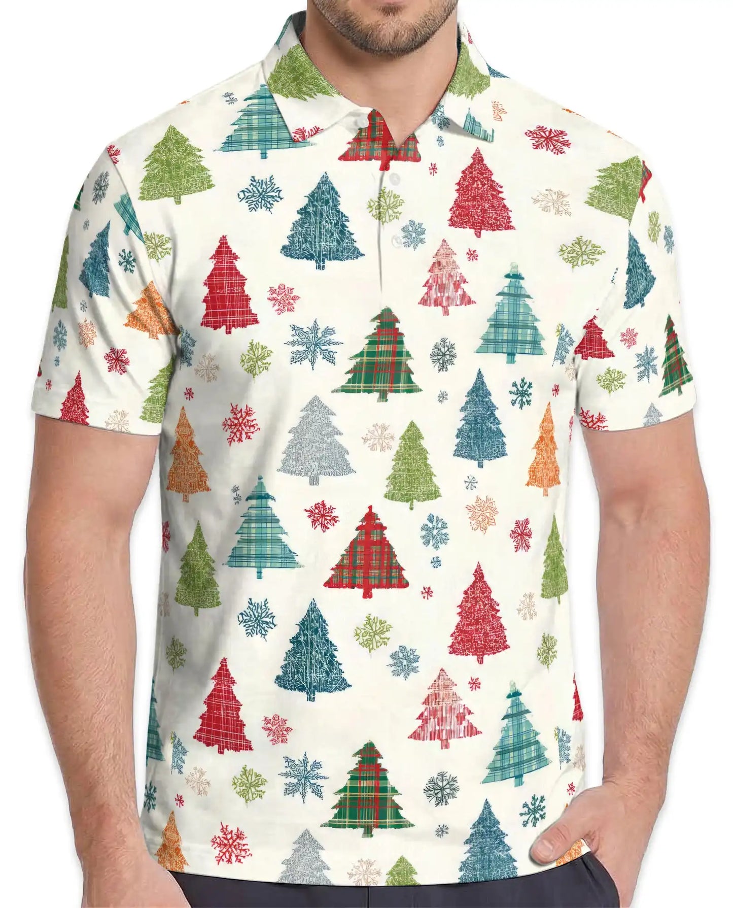 Plaid Christmas Tree Polo Shirt - Festive Holiday Style | Netecom