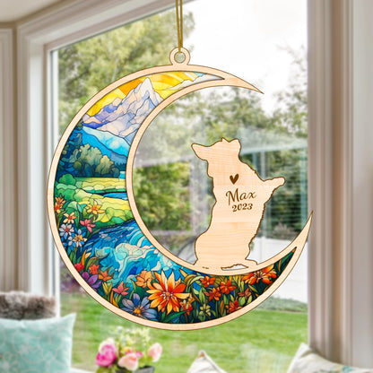 Netecom Corgi Dog Memorial Suncatcher, Personalized Corgi Christmas Ornament with Name Date, Dog Death Sympathy Gift for Pet Loss Sun Catchers, Dog Grief Gift, Bereavement Gifts for Loss of Pet