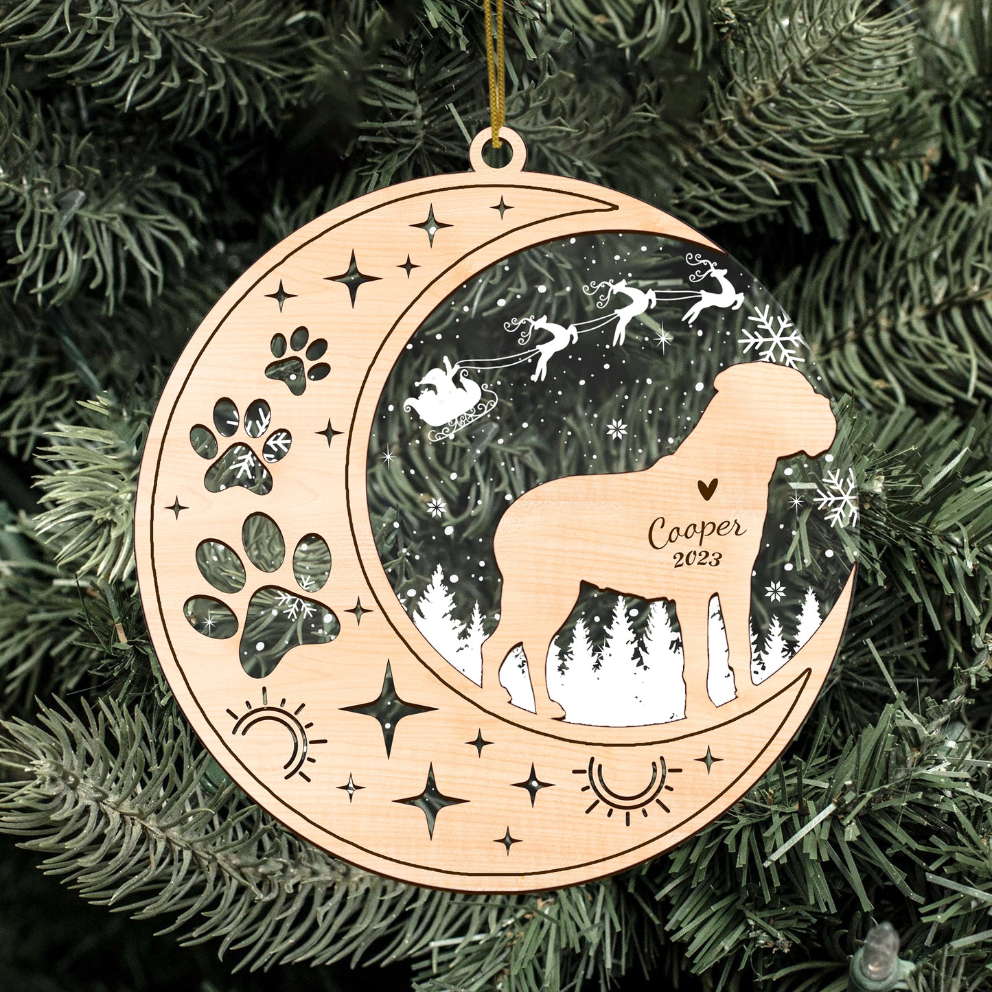 Netecom Bullmastiff Dog Memorial Suncatcher, Personalized Bullmastiff Christmas Ornament with Date Name Bereavement Gifts for Loss of Pet, Dog Death Sympathy Gifts for Pet Loss Sun Catchers