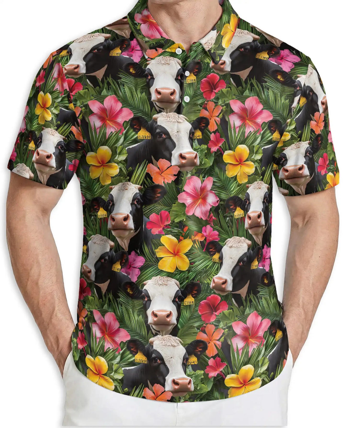 Cow Tropical Floral Polo Shirt | Netecom