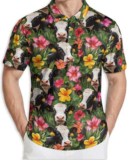 Cow Tropical Floral Polo Shirt | Netecom