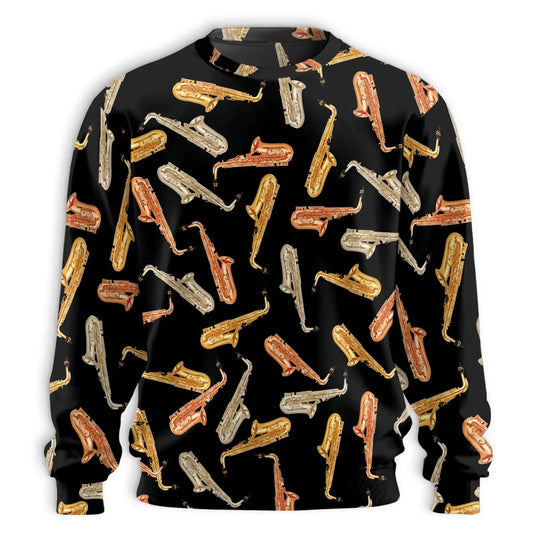 Amazing Saxophone Sweatshirt, 3D All Over Print Jazz Music Crewneck Pullover for Men Women, Saxophone Player Gift - Netecom