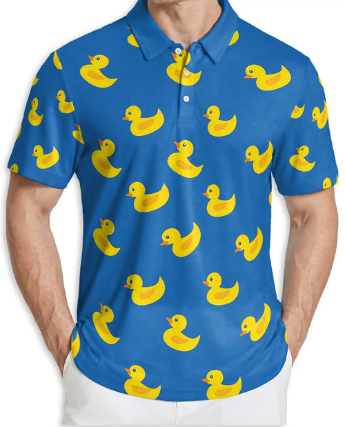 Funny Rubber Duck 3D Polo Shirt for Men – Cute Minimal Cartoon Style | Netecom