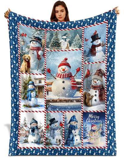 Netecom Winter Holiday Snowman Blanket, Christmas Snowman Lover Throw Blanket for Couch, Bed or Sofa, Ultra Soft Warm Gift for Winter and Christmas