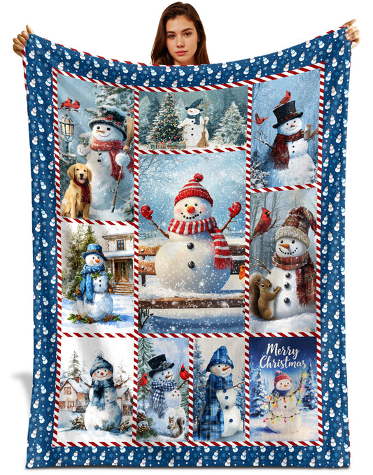 Netecom Winter Holiday Snowman Blanket, Christmas Snowman Lover Throw Blanket for Couch, Bed or Sofa, Ultra Soft Warm Gift for Winter and Christmas