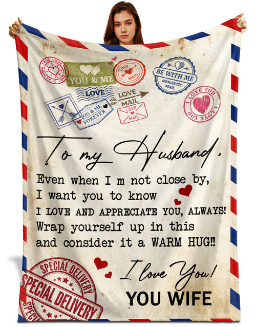 Netecom Personalized To My Husband Blanket from Wife, Romantic Love Letter Throw Blanket for Couch, Bed or Sofa, Ultra Soft Warm, Wedding Anniversary, Birthday or Valentine’s Day