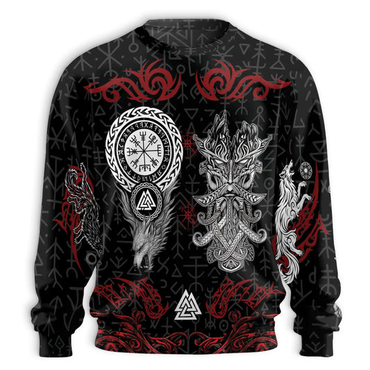 Norse History Viking Fenrir Sweatshirt, 3D All Over Print Norse Mythology Wolf Crewneck Pullover for Men Women, Viking Lover Gift - Netecom