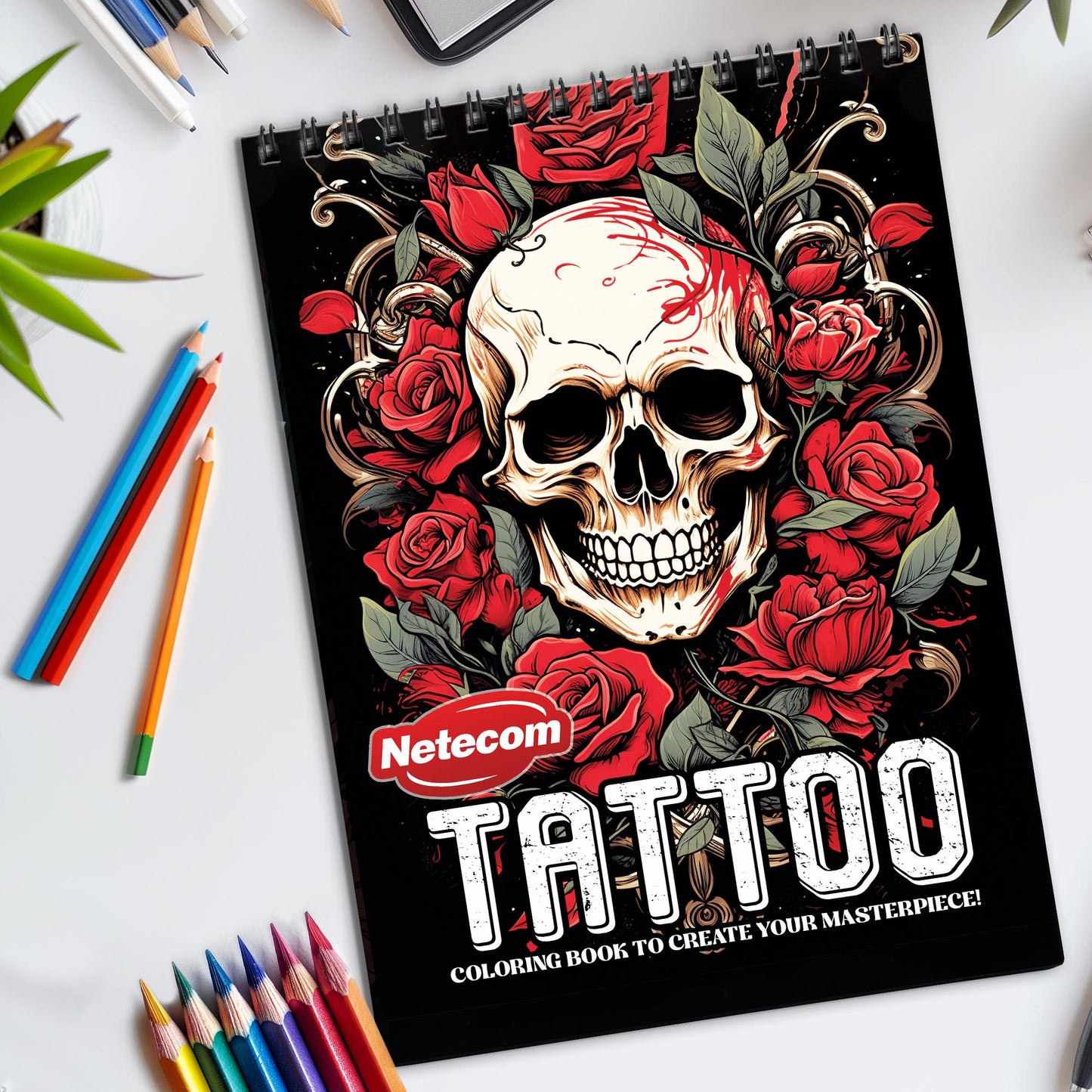 Tattoo Spiral Bound Coloring Book, Intricate Tattoo Designs for an Edgy and Artistic Experience, Great for Fans of Tattoo Art and Creative Challenges