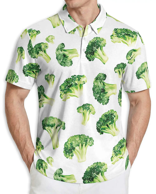 Broccoli Print Polo Shirt | Netecom