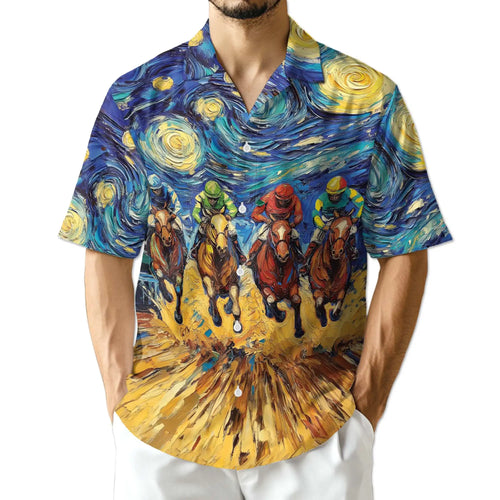 Horse Racing Art Polo Shirt - Jockey Racing Impressionist Design | Netecom