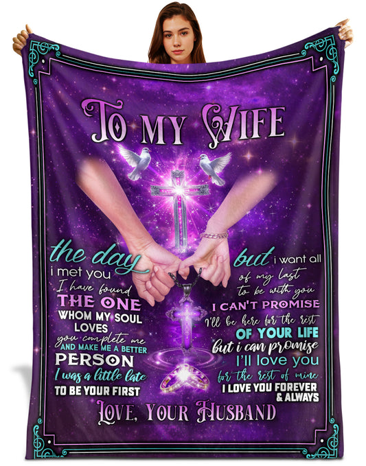 Netecom Personalized To My Wife Blanket from Husband, I Love You Forever and Always Throw Blanket for Couch, Bed or Sofa, Romantic Gift for Wife, Wedding Anniversary or Valentine’s Day Present