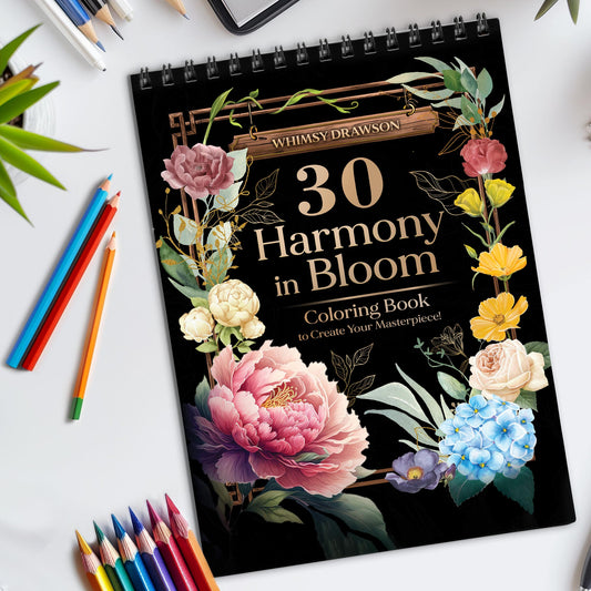 Harmony in Bloom Spiral Bound Coloring Book, Floral Harmony for a Soothing Coloring Experience, Perfect for Flower Lovers and Art Enthusiasts