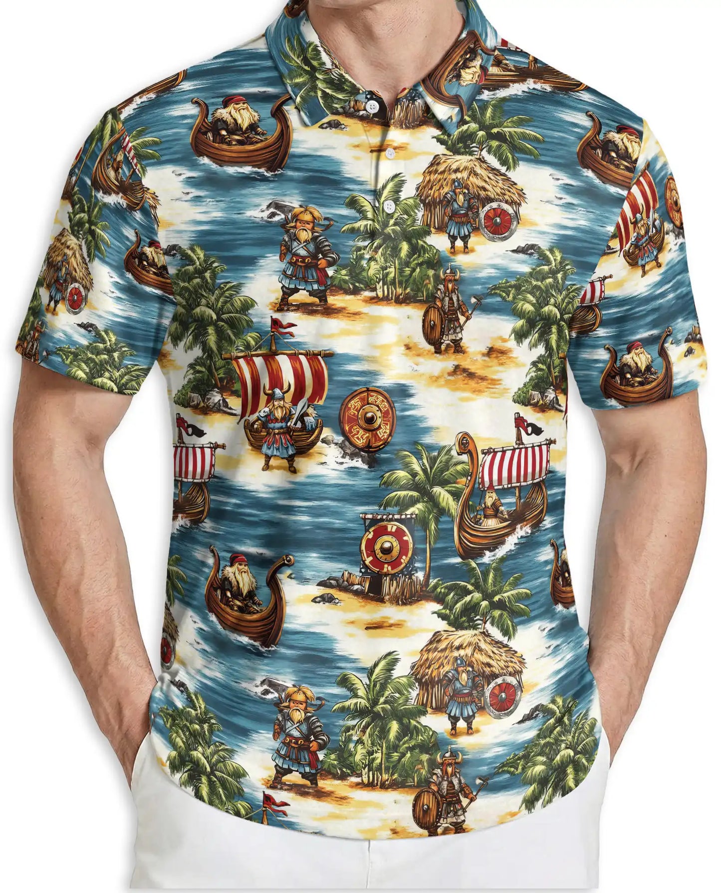 Viking Tropical Polo Shirt – Nordic Island Print | Netecom