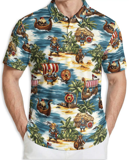 Viking Tropical Polo Shirt – Nordic Island Print | Netecom